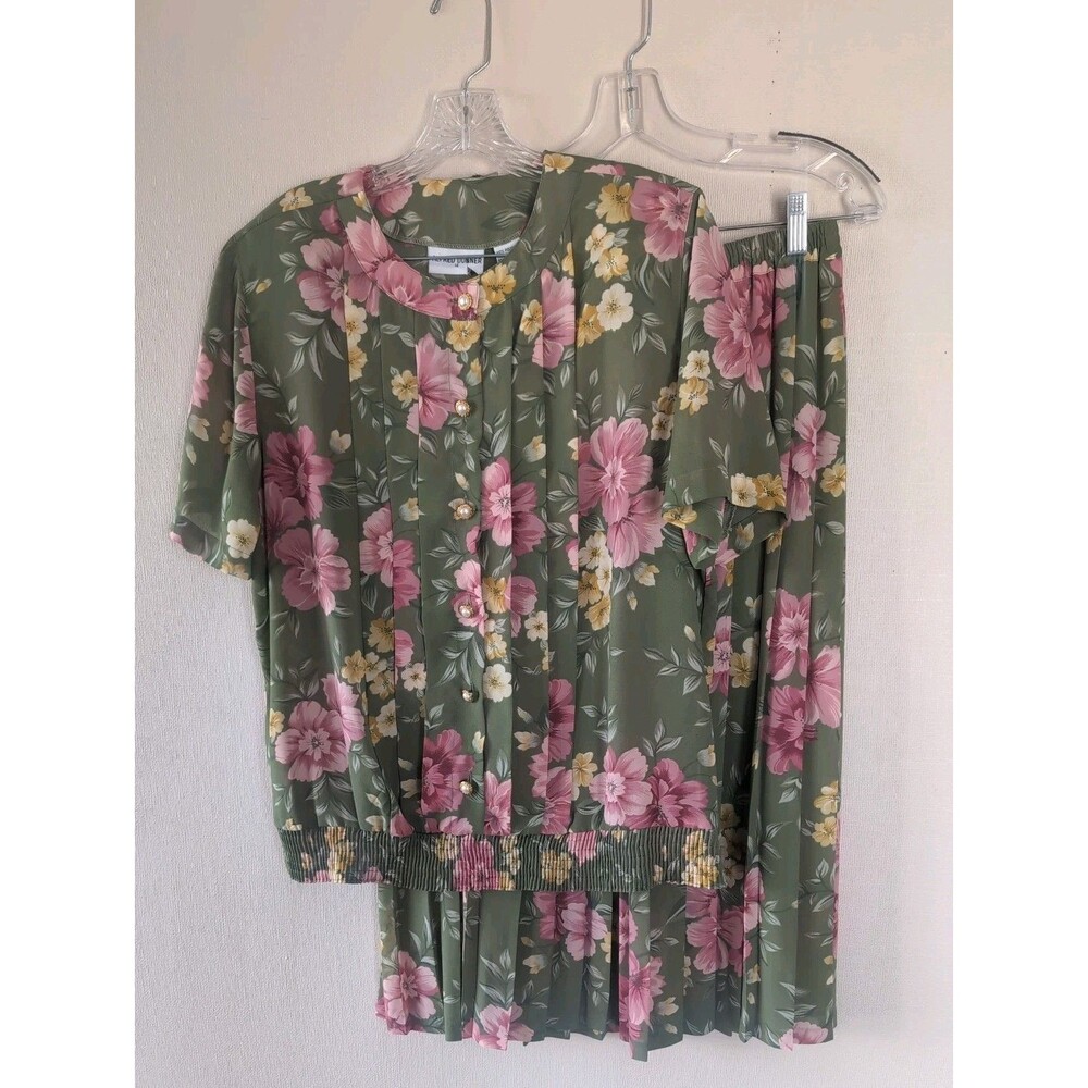 Vintage Alfred Dunner Skirt Set Floral 2pc Sz 14 Blouse  Grandmacore Sunday Best